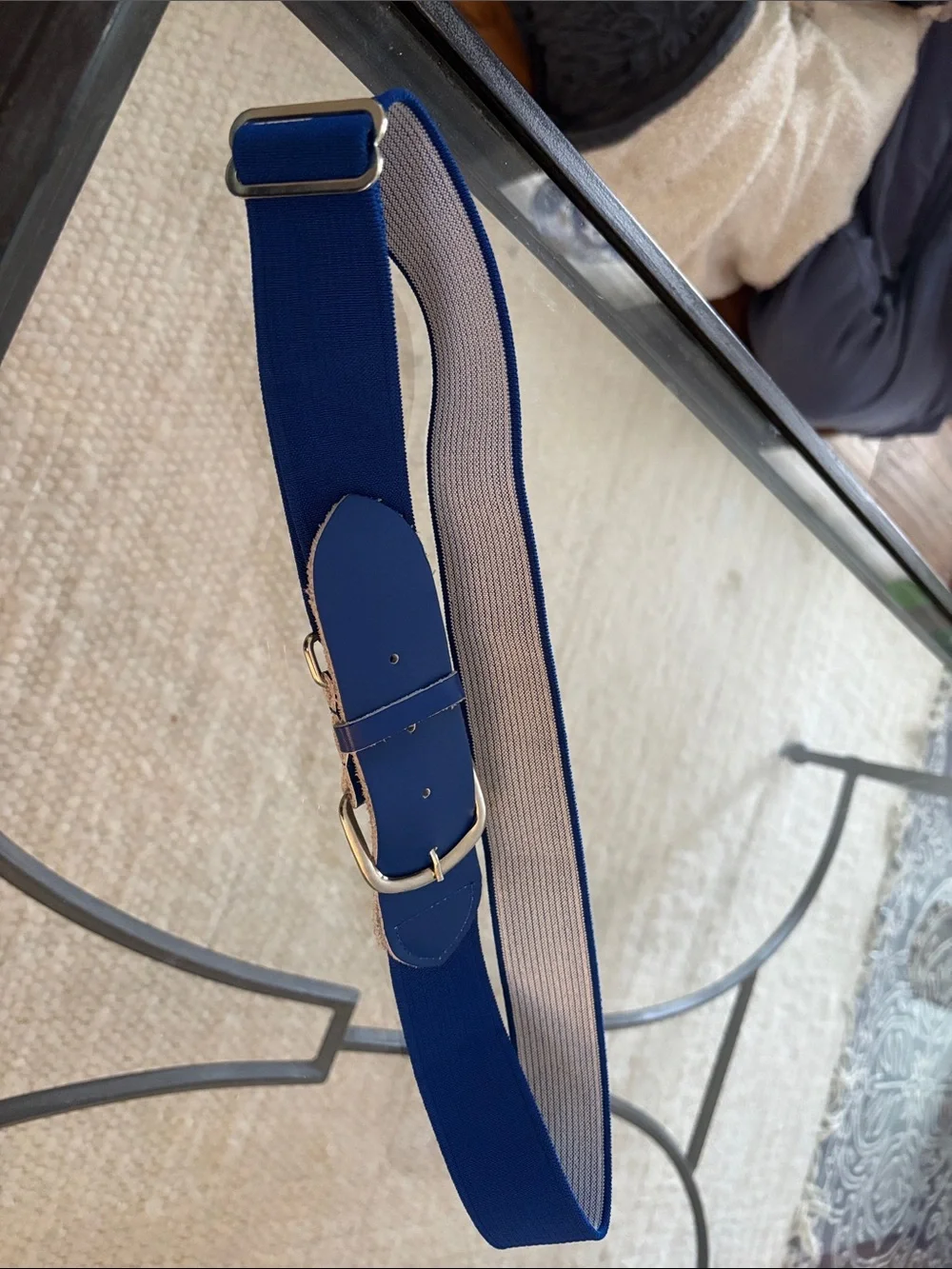 Baseball/Softball Blue Elastic Belt with silver Buckle